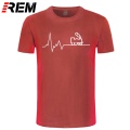 REM Heartbeat Railway T Shirt Men Funny Train Printed Cotton Tops For Men Summer Short Sleeve T-shirts Camisetas Clothing