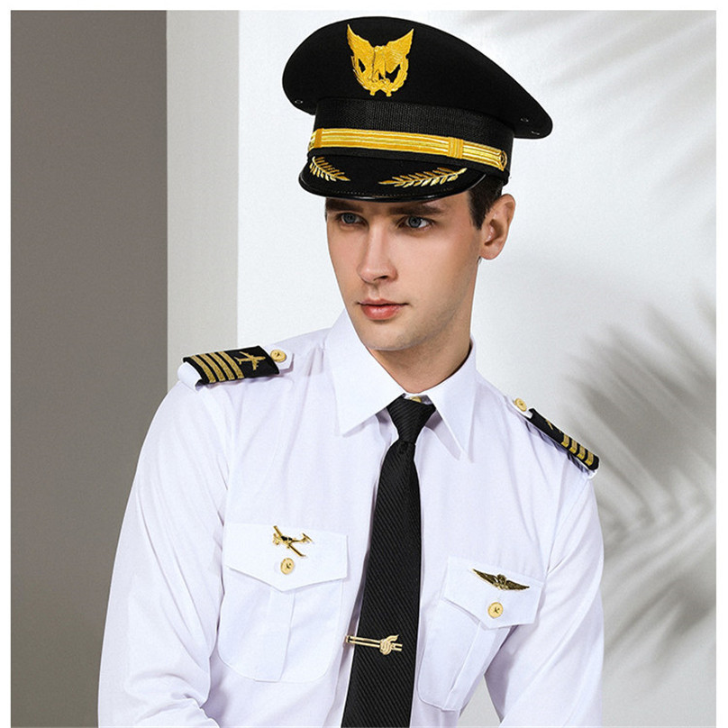Captain Navy Costume Air Force White Shirt Male Nightclub Aviation Airline Pilot Flight Attendant Uniform For Officer Cosplay