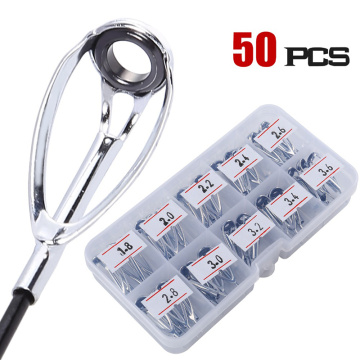 Sougayilang 50pcs/box Top Fishing Rod Rings 10 Sizes Ceramic Stainless Steel Fishing Rods Guide Ring Set Eye Rod Accessories