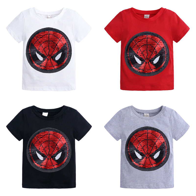 Summer Baby Clothing Girls Boys T-Shirts 1pcs Magic Sequin Change graph Reversible Cotton Casual Fashion T Shirt Kids Tops Tee