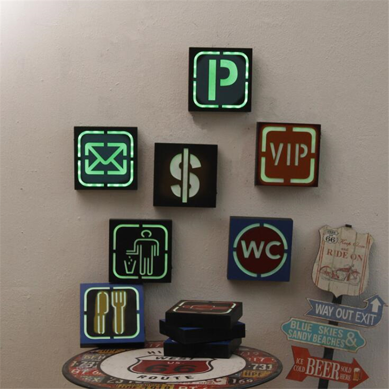 Wall Decoration led Lightbox No Smoking WC VIP LED Illuminated Neon Signs Light Wall Lamp Bar Pub Marked Light For Cafe Plaques