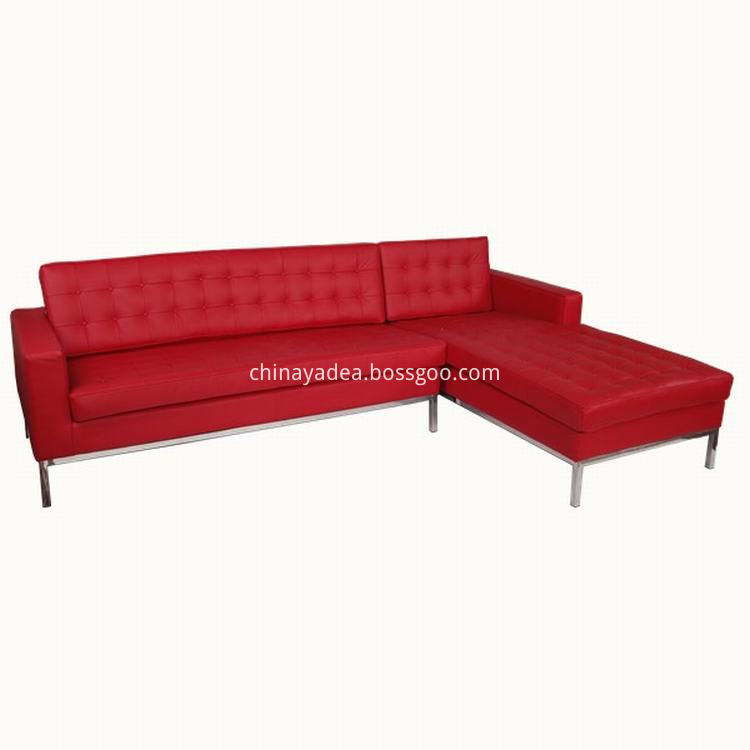 knoll red leather sofa