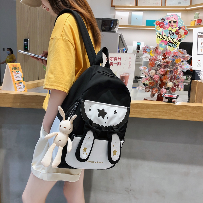Japanese Nylon Backpack Teenage Girls High School Bulk Kids School Bags Waterproof Pink Korean Plecak Szkolny Bags AE50SB