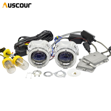 2.5inch Hid Projector Lens Xenon Kit Day Running Angel Eyes 55W 6000K AC h1 Xenon Bulb Ballast Retrofit H4 H7 Car Assembly Kit