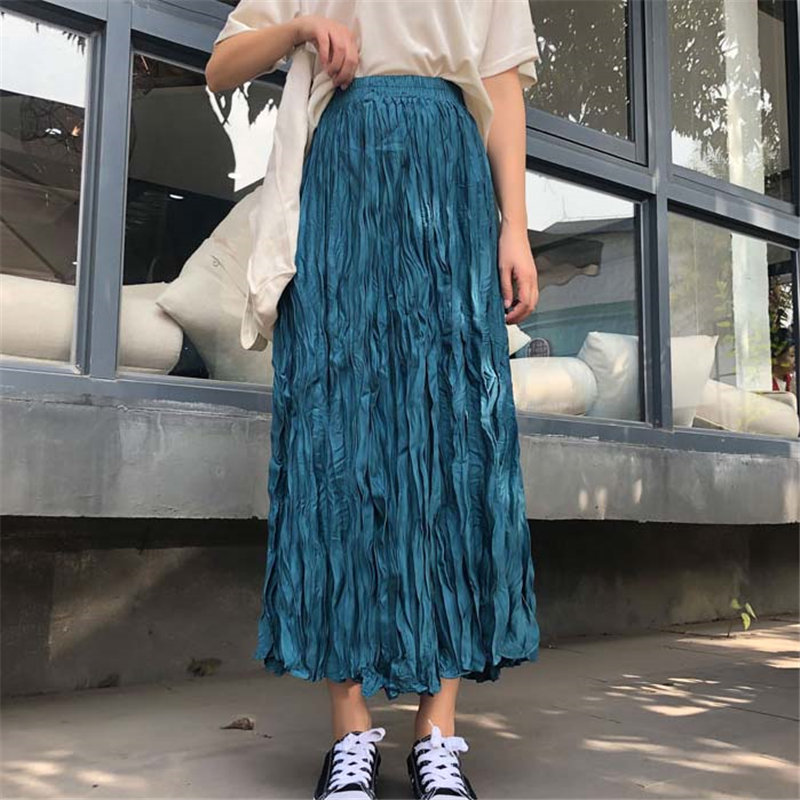 Alien Kitty Korean New Arrival High Waist Pleated Large Size Women Warm High Street Office Lady All-Match Long Skirts 6 Colors