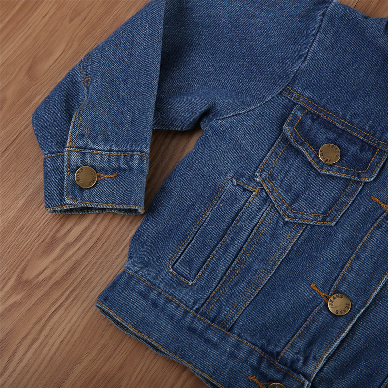 2020 autumn Toddler Kids baby Girls Denim Jean Jacket Button Coat Outwear solid color Tops 1-6Y outfits