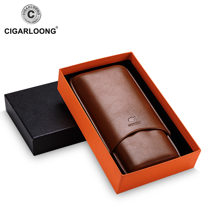 CIGARLOONG Travel Cigar Case Cigar Moisturizing Set Portable Fit 3 sticks Portable Mini Humidor Case with Gift Box CF-0402