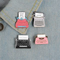 Typewriter Fax Machine Enamel Pin Office Supplies Portable Write Message Brooches Lapel Pins Badges Cartoon pins Women Men Gifts