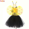 Children Bumble Bee Costume Set Girls Tutu Wings & Headband Yellow Black Kids Fancy Dress Halloween Dress Up Party Clothes