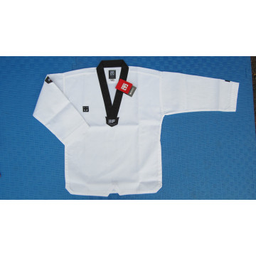 promotional MOOTO taekwondo Dobok WTF Dobok Taekwondo Uniform Belt with Special Fabric cotton red black -v neck TKD uniforms