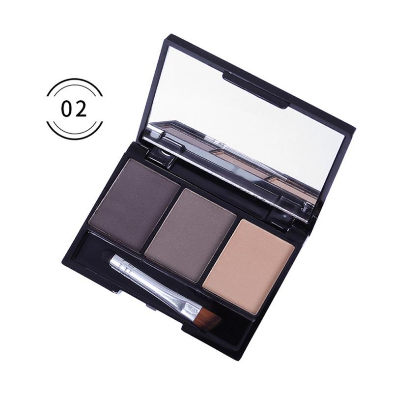 3 Color Natural Long-lasting Eyebrow Powder Palette With Brush Makeup Mirror Waterproof Brown Eyebrow Shadow Kit Cosmetic