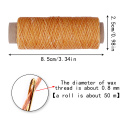 MIUSIE 1Pcs 50M 150D 1mm Leather Waxed Thread Cord for DIY Handicraft Tool Hand Stitching Thread Flat Waxed Sewing Line