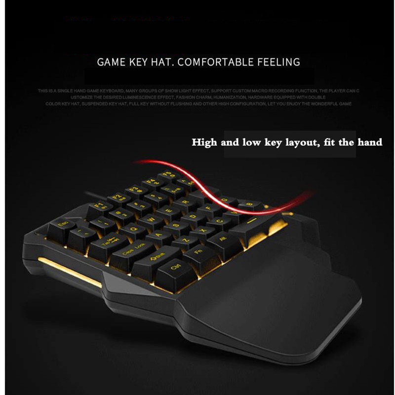 One-handed Gaming Keyboard Mechanical Ergonomic Game Keypad 35Keys LED Backlit Mobile Phone Ergonomic Keyboard