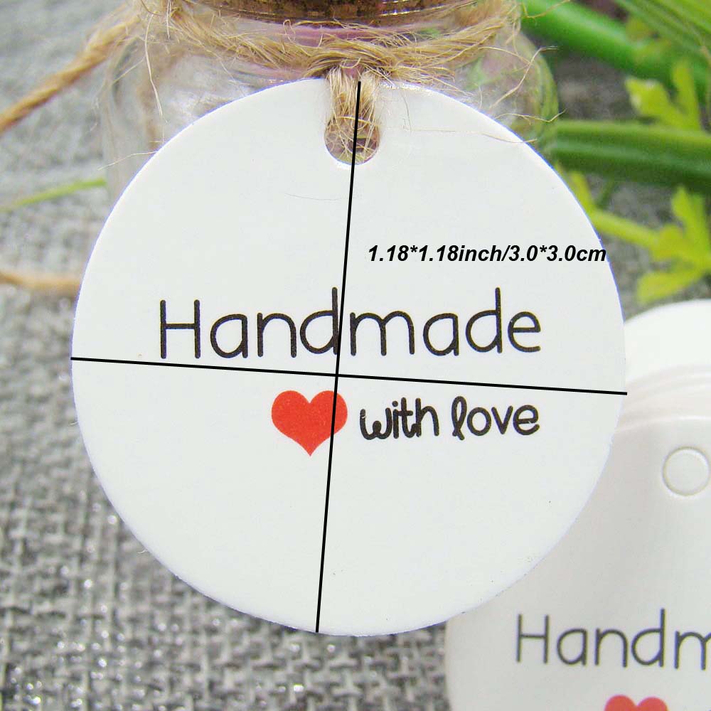 1.18*1.18inch 200pcs white swing gift paper tags with string wedding round handmade with love label luggage tag with string