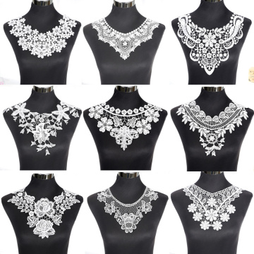 1Pcs White Fine Venise Lace Fabric Dress Applique Blouse Sewing Trims DIY Neckline Collar Costume Decoration Accessories