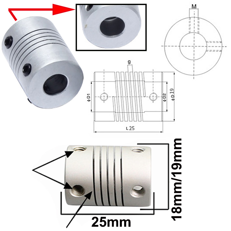 Motor Shaft Couplings Inner Diameter 3x3 3x4 3x5 3x6 3x8 4x4 4x5 4x6 4x7 4x8 5x5 5x6 5x7 5x8 6x6 6x7 6x8 7x7 7x8 8x8 Millimeter