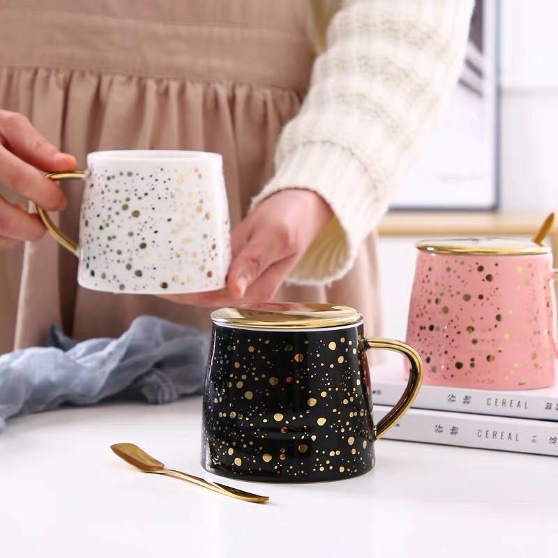 350ML Ceramic Coffee Mug Milk Cup Lemon Cup Home Drinkware Starry Sky Pattern Teacup Simple and Creative Mugs Unique Gift