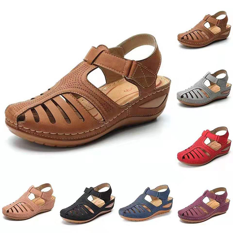 2021 New Women Sandals Vintage Wedge Sandals Buckle Casual Sewing Women Shoes Female Ladies Platform Retro Sandalias Plus Size