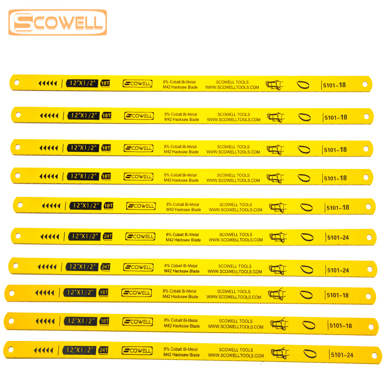 30% off SCOWELL Flexible HSS Bi-metal M42 8% Cobalt 12"x1/2" (300mm Length) Hacksaw Blades 5PCS 24TPI and 5PCS 18TPI hand saw