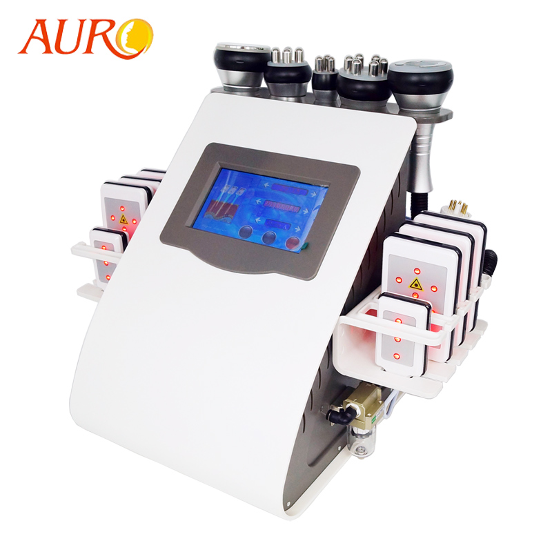 AURO New 6 in 1 Vacuum Ultrasonic Cavitation Liposuction Machine RF Weight Loss Radio Frequency RF Slim Beauty Machine for Free