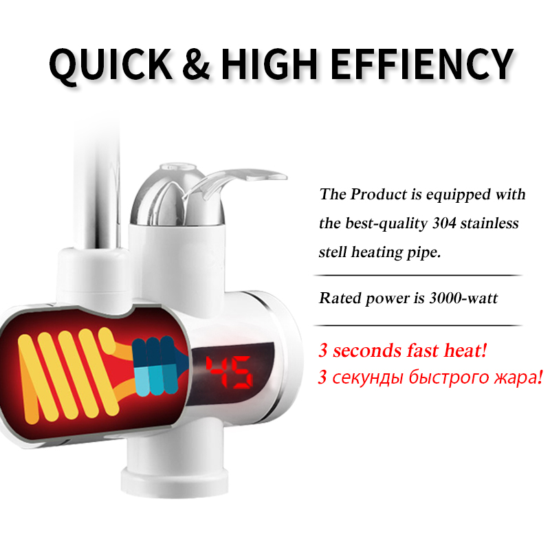 Kitchen Water Heater Cold Heating Faucet Instantaneous Water Heater Tap Instant Hot Water Faucet Heater EU Plus