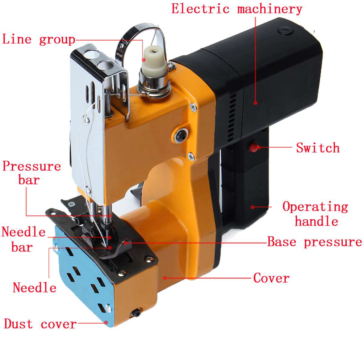220V Mini Electric Sewing Machine Kit Handheld Bag Closer Stitching Sealing Machines for Textile with Plug