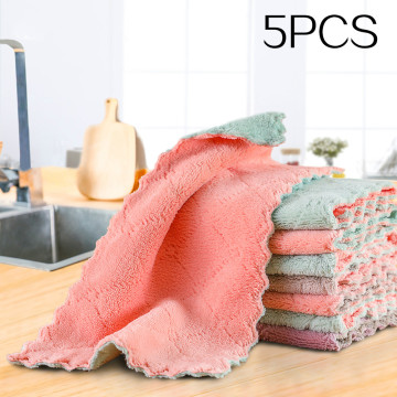 5pcs/lot Home microfiber towels for kitchen Absorbent thicker cloth for cleaning Micro fiber wipe household table kitchen towel