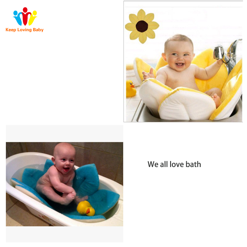 Baby bath Blooming Flower Newborn Bathtub Foldable Lotus shape Cushion skin Bath pad portable bath tub Soft Seat