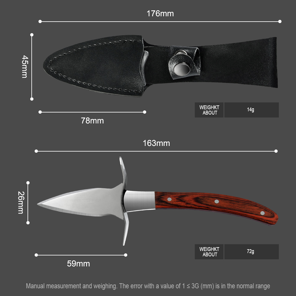 XYj Oyster Knife Set Stainless Steel Leather Knife Sheath Shucking Scallop Opener Seafood Oyster Kitchen Knife Shucking Shell