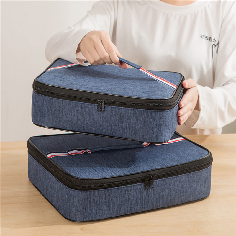 Lunch Bag, Square Flat Style with Smooth Double Zipper Insulation Function Portable Food Storage Box