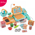 24Pcs Supermarket Checkout Counter Foods Pretend Play Toys Kids Pretend Play Shopping Cash Register Set Toy For Girl's Gift