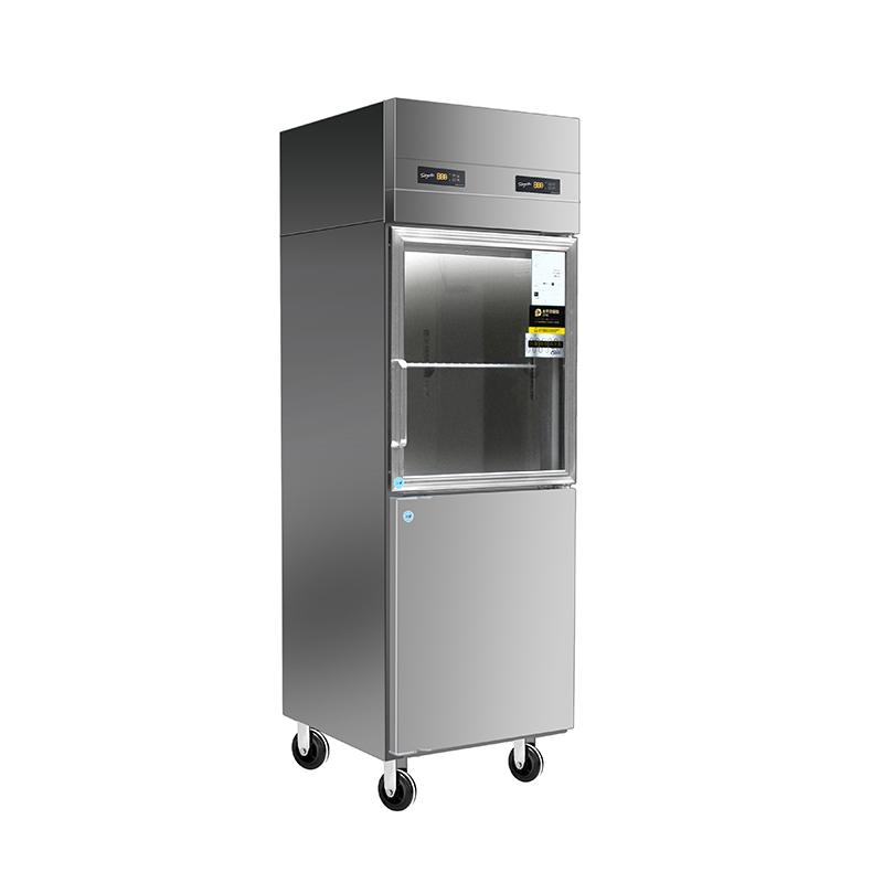 2 stainless steel glass door display cabinet refrigerator