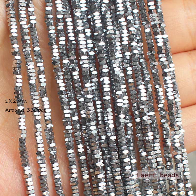 Natural Hematite Plated color Faceted 1X2mm Shining beads 330pcs ,For DIYJewelry making! Mixed wholesale for all items !