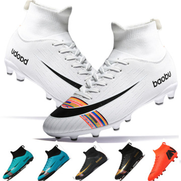 New Soccer Shoes Men High-Top Training Ankle AG/TF Sole Outdoor Soccer Cleats Sport Shoes Spike Women Football Turf Boots Mens