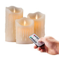 3pcs Flameless Candles Chritmas LED Candles Wave Shaped Candles Battery Operated Candles Pillar LED With Timer 10-Key Remote