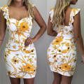 2019 Sexy Women Bodycon Pencil Dress Casual Sleeveless Print Backless Slim Office Ladies Mini Party Dresses Vestidos