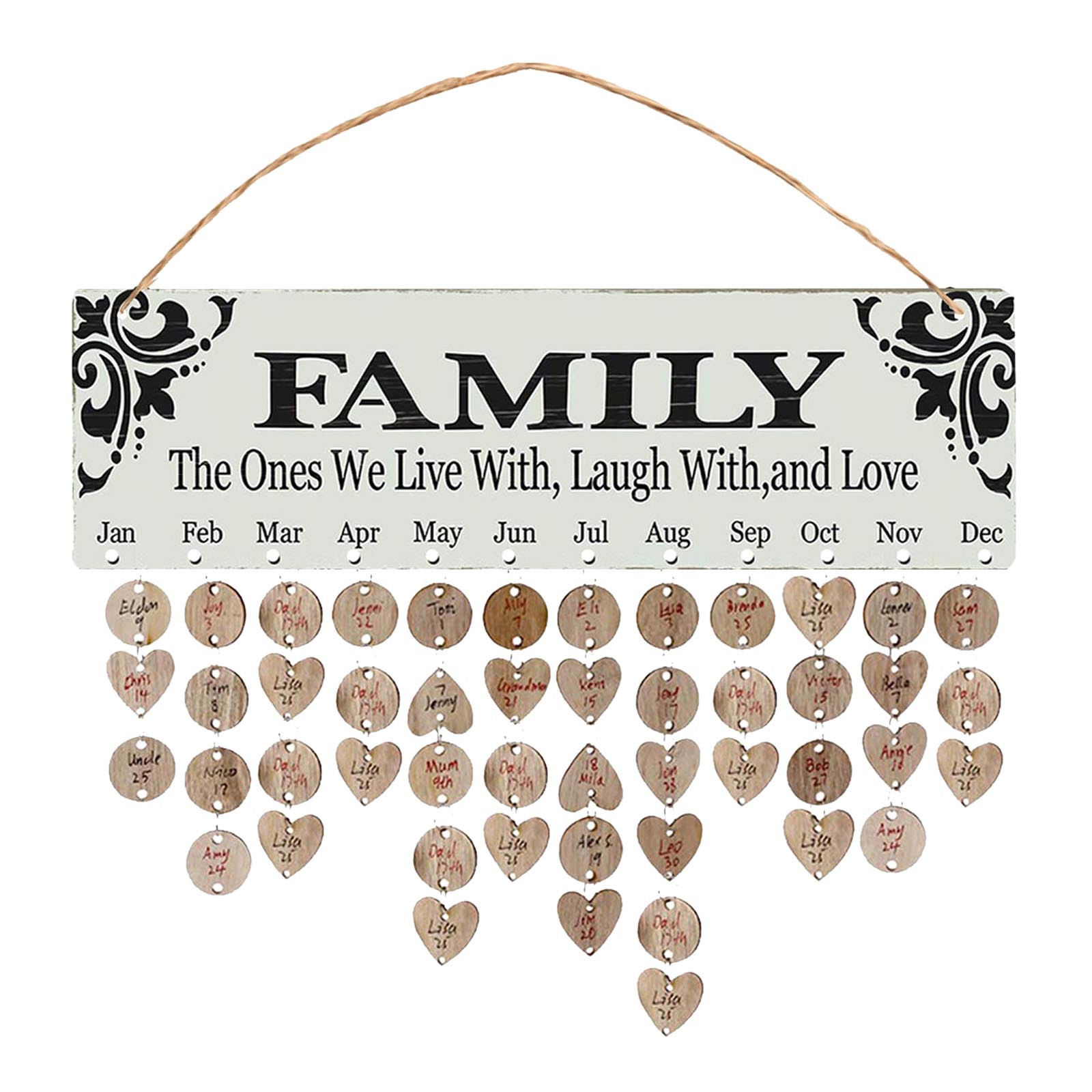 Family And Gift Wooden Birthday Reminder Calendar Birthday Tracker Wall Hanging Plaque Board Sign Diy Home Decoration Gifts