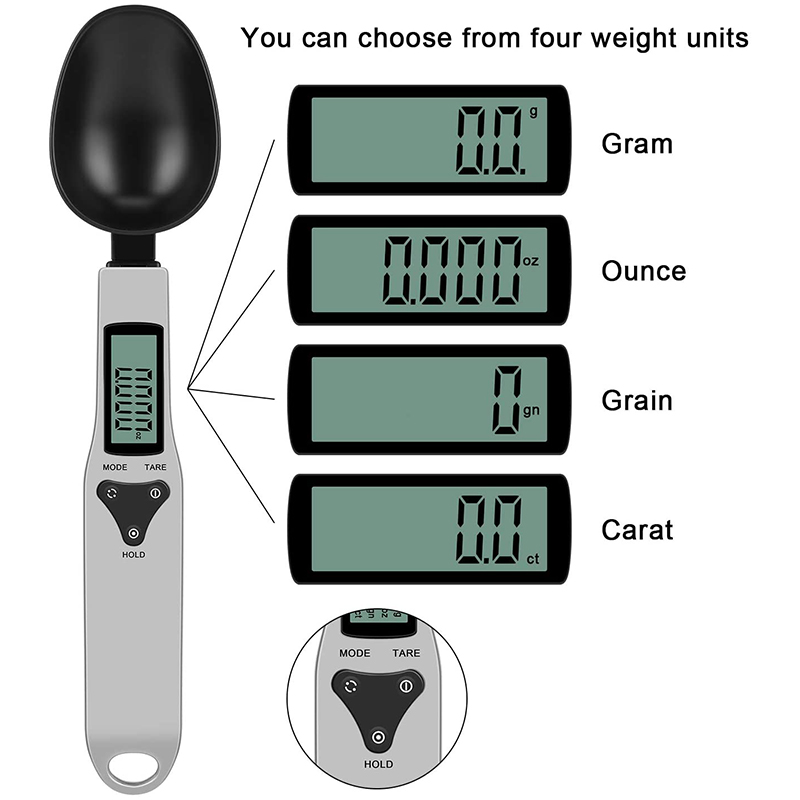 300G/0.1G Portable LCD Digital Kitchen Scale Measuring Spoon Electronic Spoon Food Scale