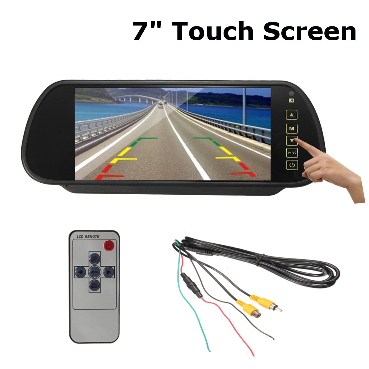 Universal 7'' TFT LCD Widescreen Touch Button Support PAL / NTSC System DVD Rear View Mirror Parking Reverse Rear View Monitor