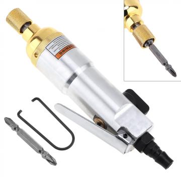 1/4 Inch 8500rpm Pneumatic Straight Shank Screwdriver Tools with Double-headed Screwdriver Bit Small Hook for Home Renovation