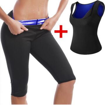 Body Shaper Set Sweat Sauna Pants Sauna Tops Thermo Slimming Vest Fitness Control Panties Waist Trainer Slimming Shapewear Set