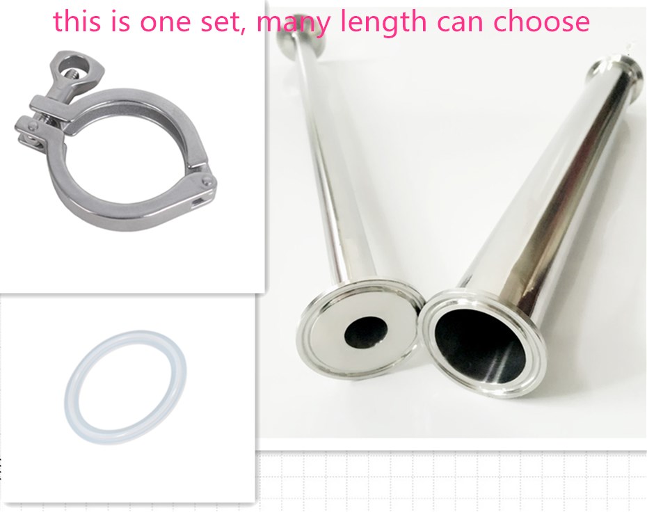 freeshipp 2019 New Arrival OD 38mm 1.5" Sanitary Spool Tube Ferrule OD 50.5mm+ PTFE Gasket +1.5" Tri Clamp Stainless Steel SS304