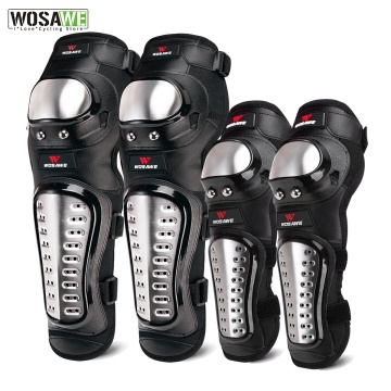 WOSAWE 4Pcs/Set Elbow Knee Pads Stainless Steel Motorcycle Motocross Protective Gear Protector Knee pad Guards Sports Armor Kit