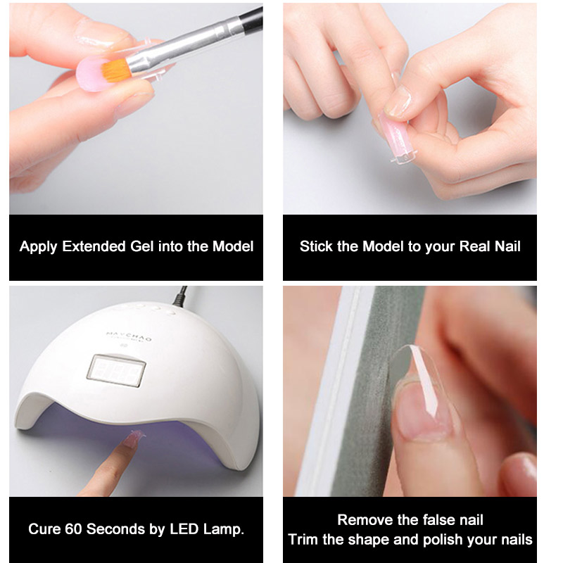 MIZHSE 36pcs/100pcs Nail Art Quick Building Poly Nail Gel Mold Form Finger Extension UV Builder Tips Clip DIY Manicure Tools