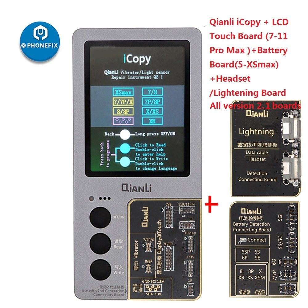 QIANLI iCopy Plus with Battery Board for iPhone 7 8 X XR XS MAX 11 Pro Max LCD/Vibrator Transfer Display/Touch EPROM Repair