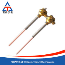 Powder metallurgical platinum and rhodium thermocouple