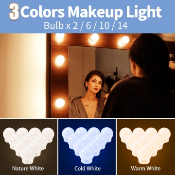 3 Colors Dimmable Makeup Mirror Light USB 12V Dressing Table Lamp Bulbs LED Hollywood Vanity Lights LED Bathroom Mirror Ampoule