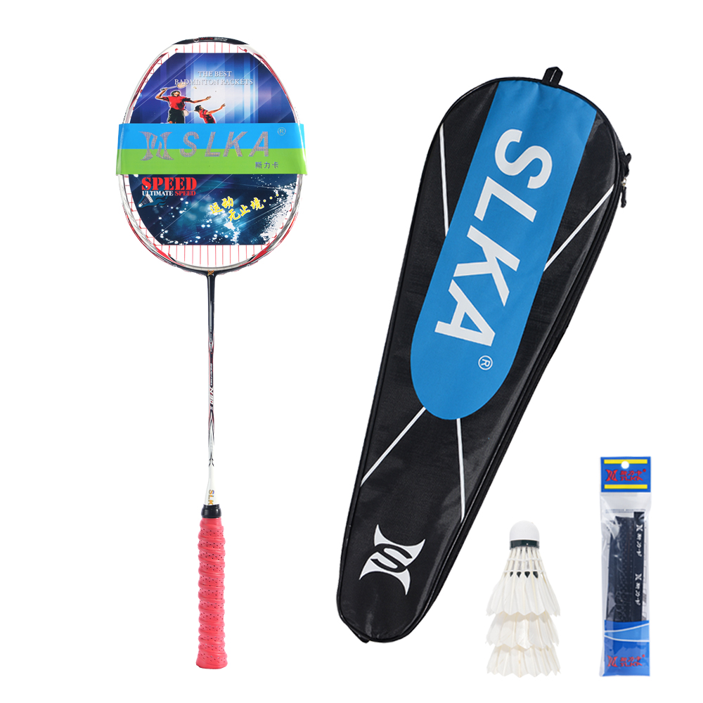 SLKA Ultralight 7U 67g Strung Badminton Racket Professional Full Carbon Badminton Racquet 30 LBS Hard Shaft Battledore with Bag