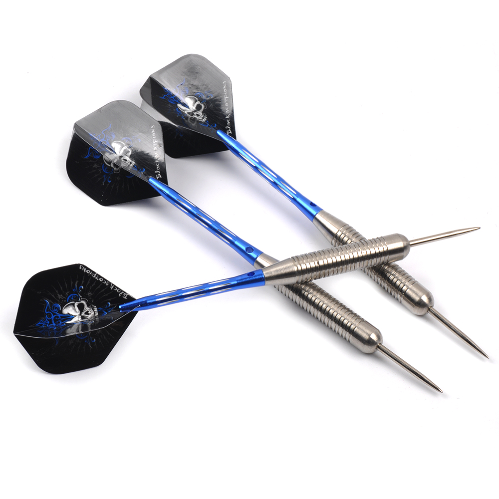 28g Darts Stainless Stell Tip and Marked Aluminum Shaft Darts with Black Skeleton Skull Dart Flight