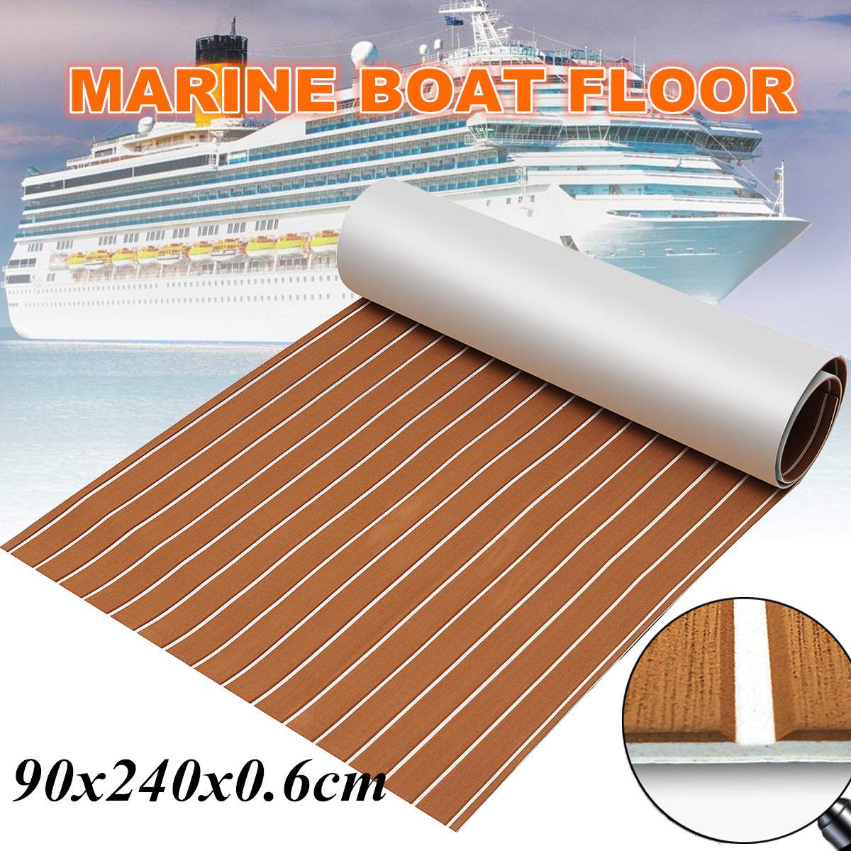 90x240cm Self-Adhesive EVA Foam Boat Marine For Yacht RV Caravan Flooring Faux Teak Boat Decking Sheet Floor Accessories Marine